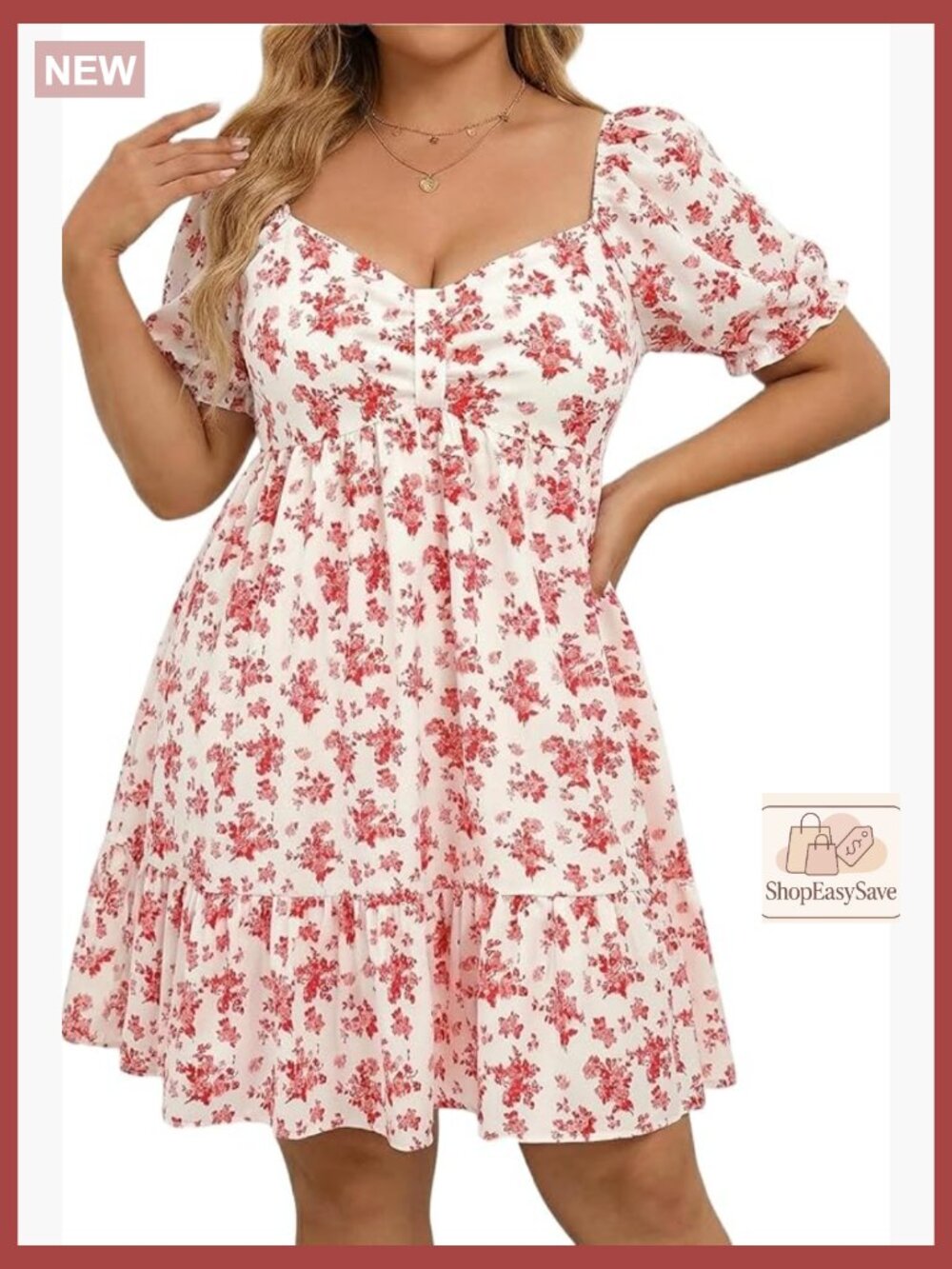 Sweetheart Neck Puff Sleeve A-Line Midi Dress Ruched Front Smocked Back